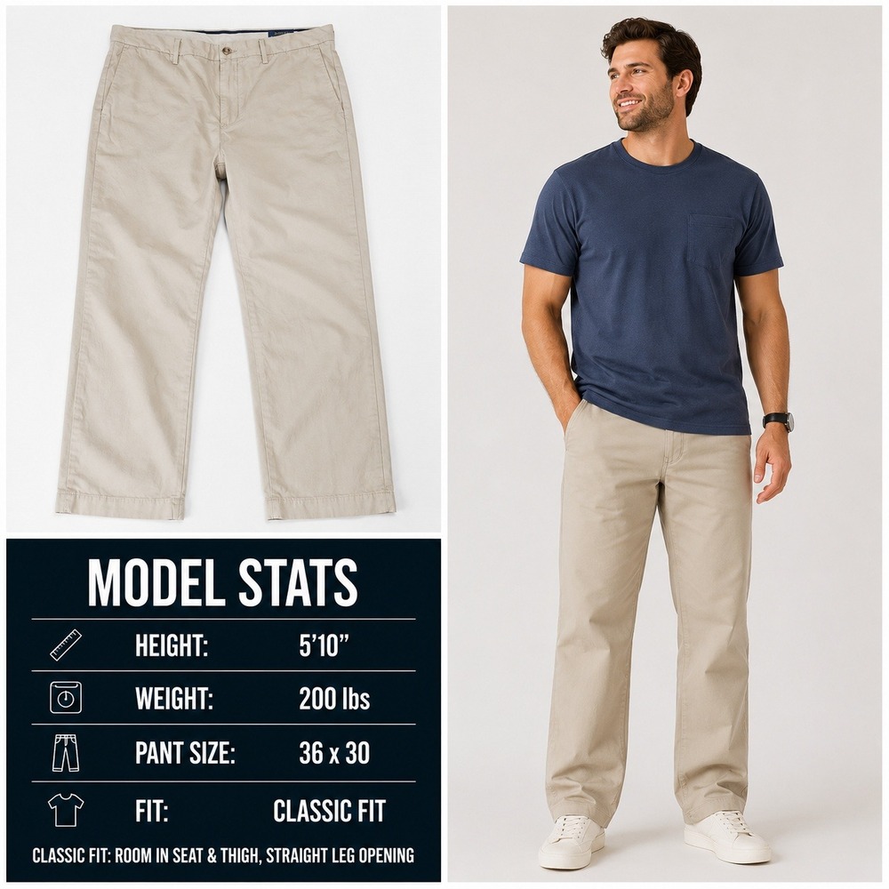 Polo Ralph Lauren Mens Stretch Straight Fit Chino Pants Tan Khaki 36x30